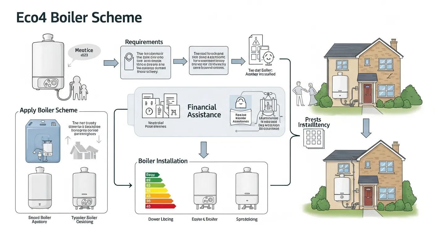 ECO4 scheme engineer fitting new boiler with weather compensation controls for maximum efficiency