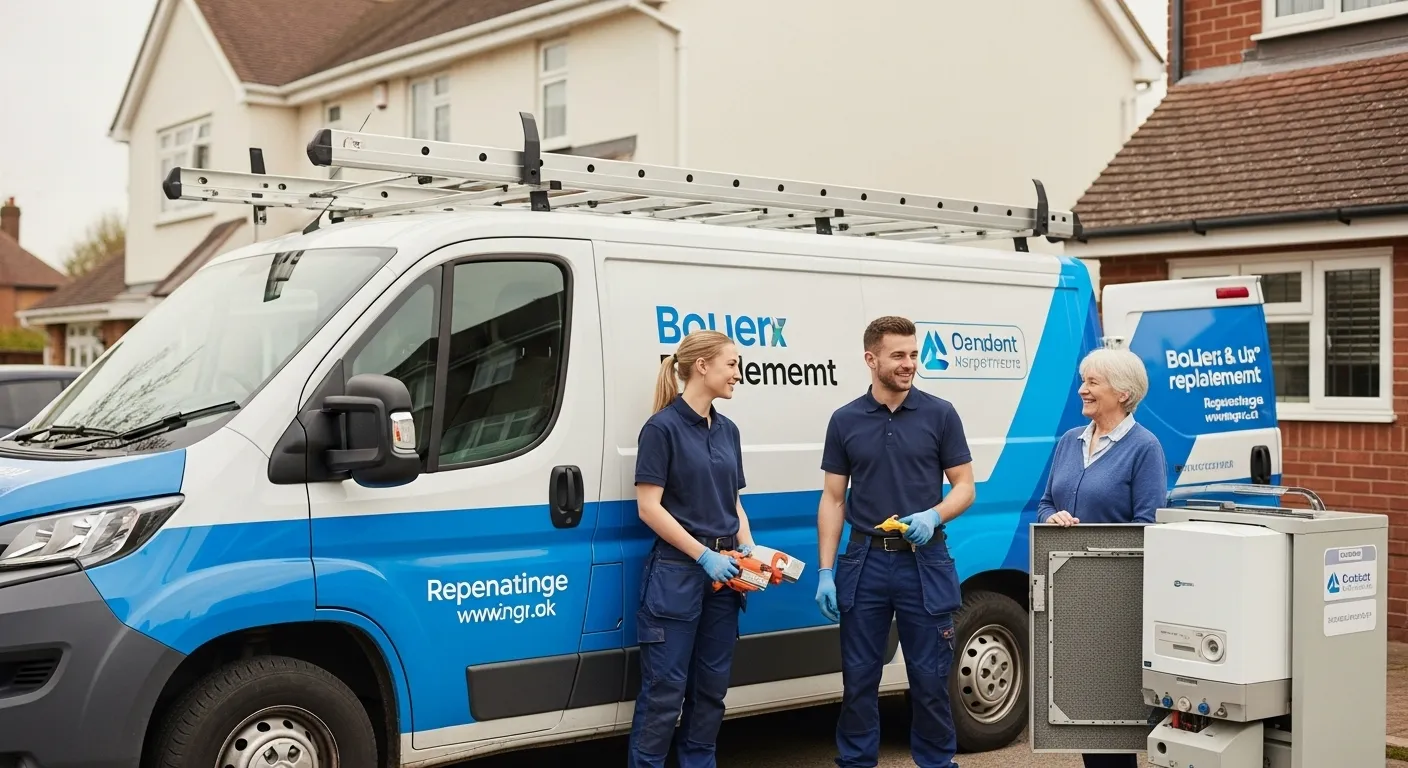 Certified Gas Safe engineer installing Worcester Bosch Greenstar boiler with 12-year manufacturer warranty